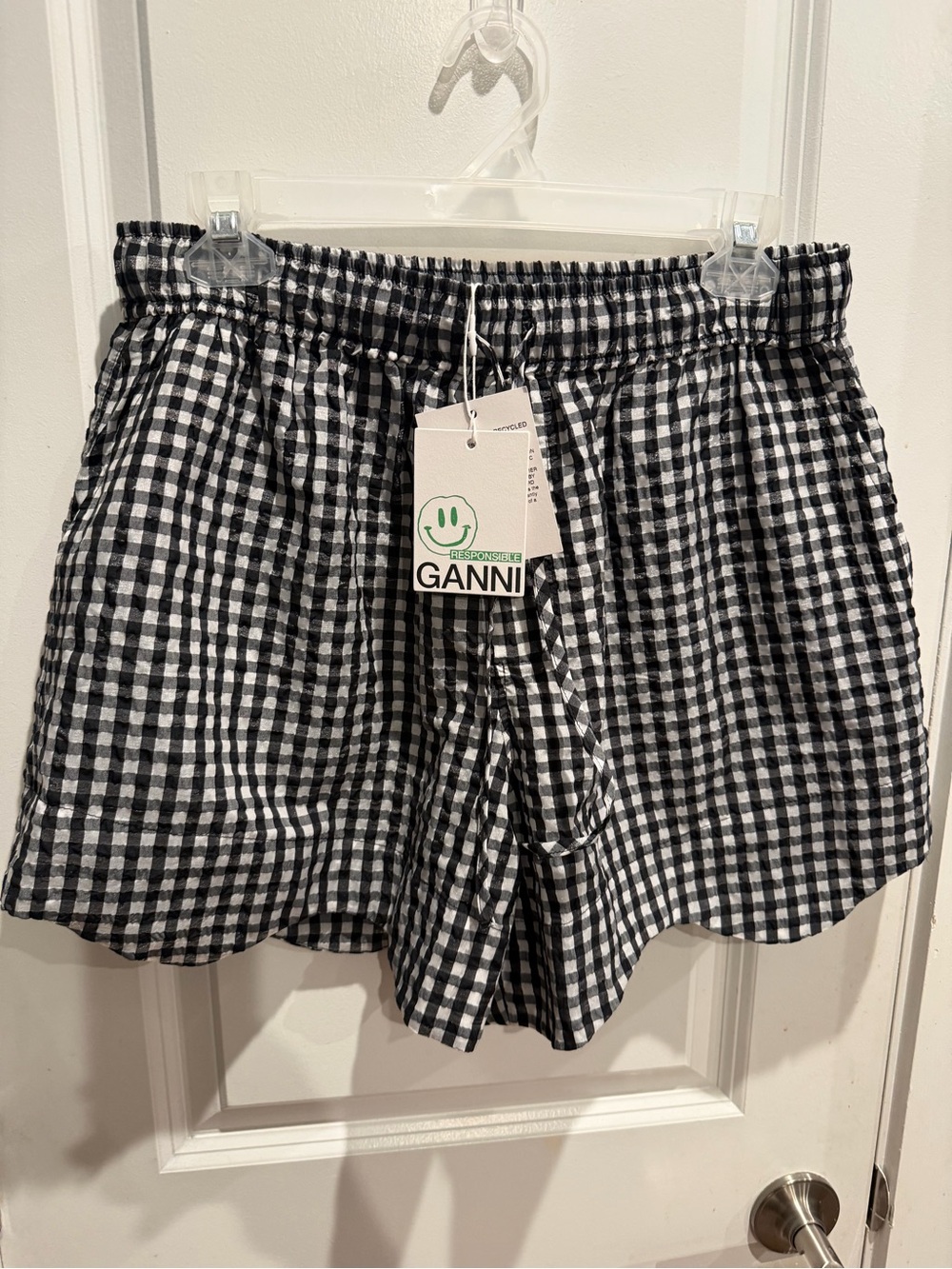 Ganni Gingham Seersucker Shorts -Size 40 - Picture 8 of 11
